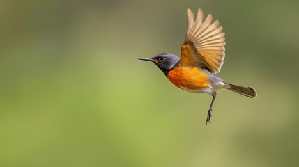 Fototapeta premium PNG A European robin in mid-flight showing vibrant orange and gray feathers