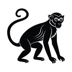 Fototapeta premium silhouette vector of monkey on white backgrond