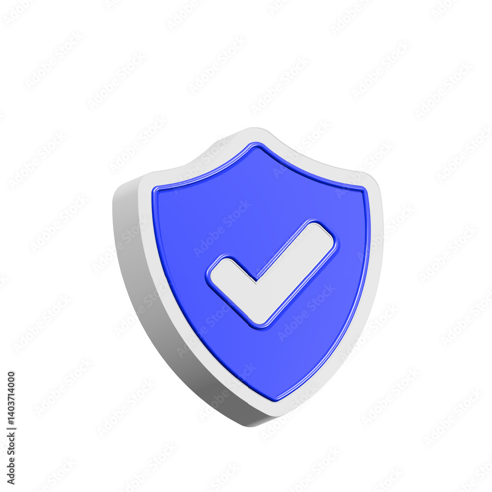 Poster shield with checkmark icon 3d rendering realistic symbol
