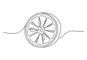 Continuous one line drawing of a fresh orange fruit isolated on white background in minimalist style

