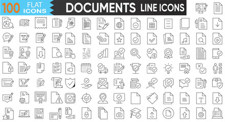 Document & File Management Icon Set – Minimal Linear Icons for Office, Reports, Folders, and Business Use