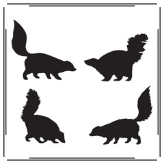 Skunks silhouette, Skunks illustration , Skunks clipart, Skunks vector , Skunks icon , black Skunks , Skunks illustration on white background,