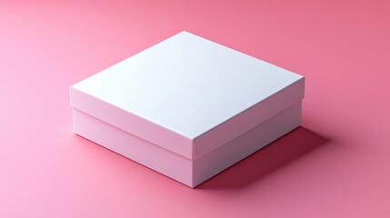 Minimalist white box on a pastel pink background