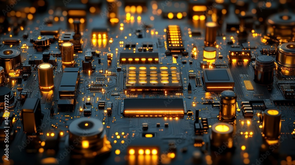 Poster illuminated circuit board: a macro view of technological marvel