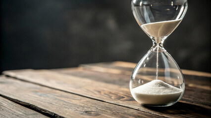 hourglass on wooden background