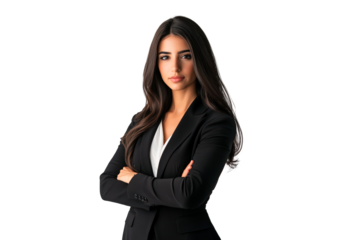 Middle Eastern woman wearing suit isolated on transparent background