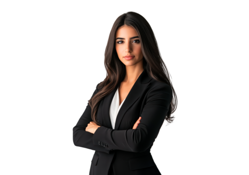 Middle Eastern woman wearing suit isolated on transparent background