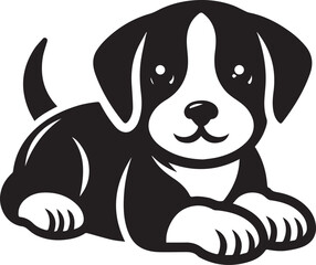 Black & White Puppy Dog Vector