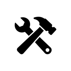 Wrench with Hammer Symbolizing Repair or Troubleshooting Options