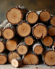 Stacked Firewood and Timber Logs Background – Natural Rustic Texture of Cut Wooden Trunks Ideal for Forestry, Carpentry, Fuel, and Organic Material Concepts