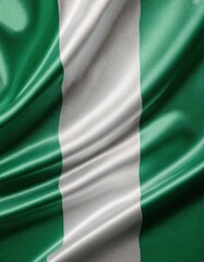 Obraz premium Nigerian flag waving: green white stripes on lustrous fabric