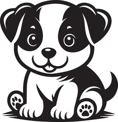 Black & White Puppy Dog Vector