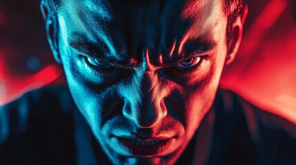 Obraz premium Intense Close-Up of Angry Individual Displaying Strong Emotion
