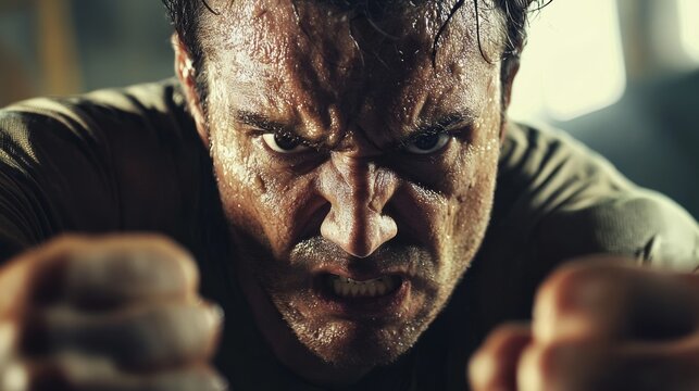 Intense Anger and Determination Shown by a Powerful Individual