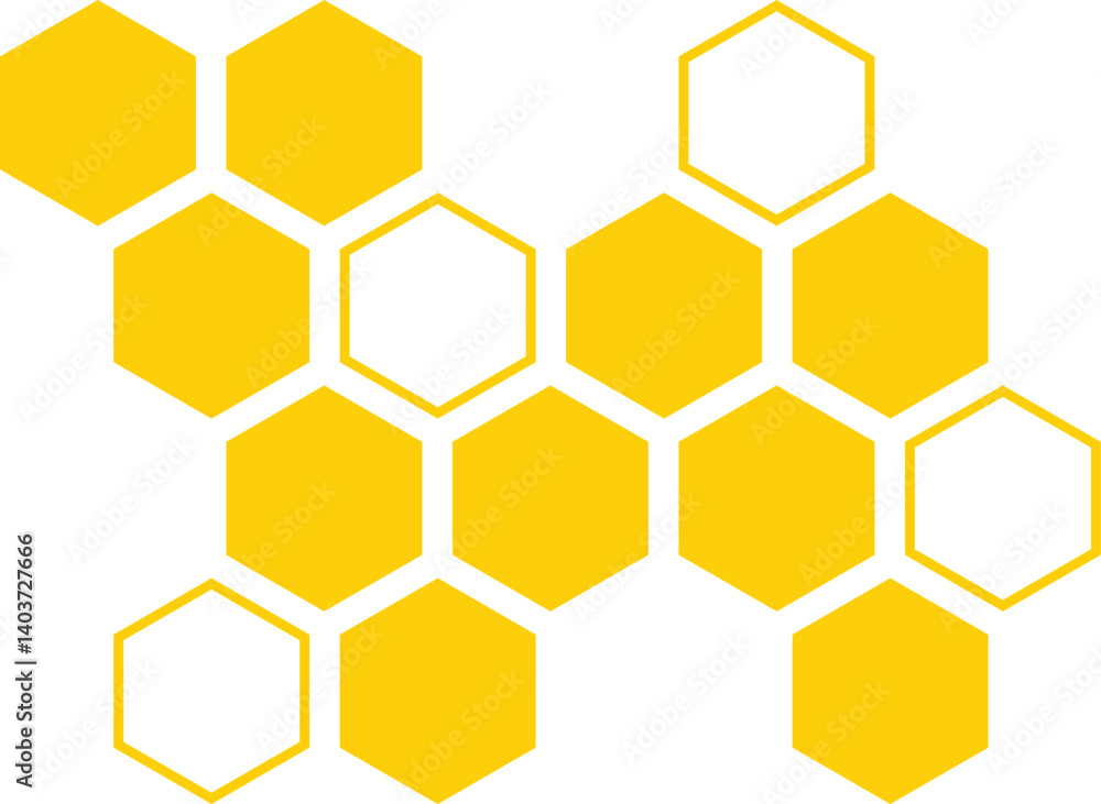 Aufkleber abstract yellow fill and outline honeycomb pattern design.