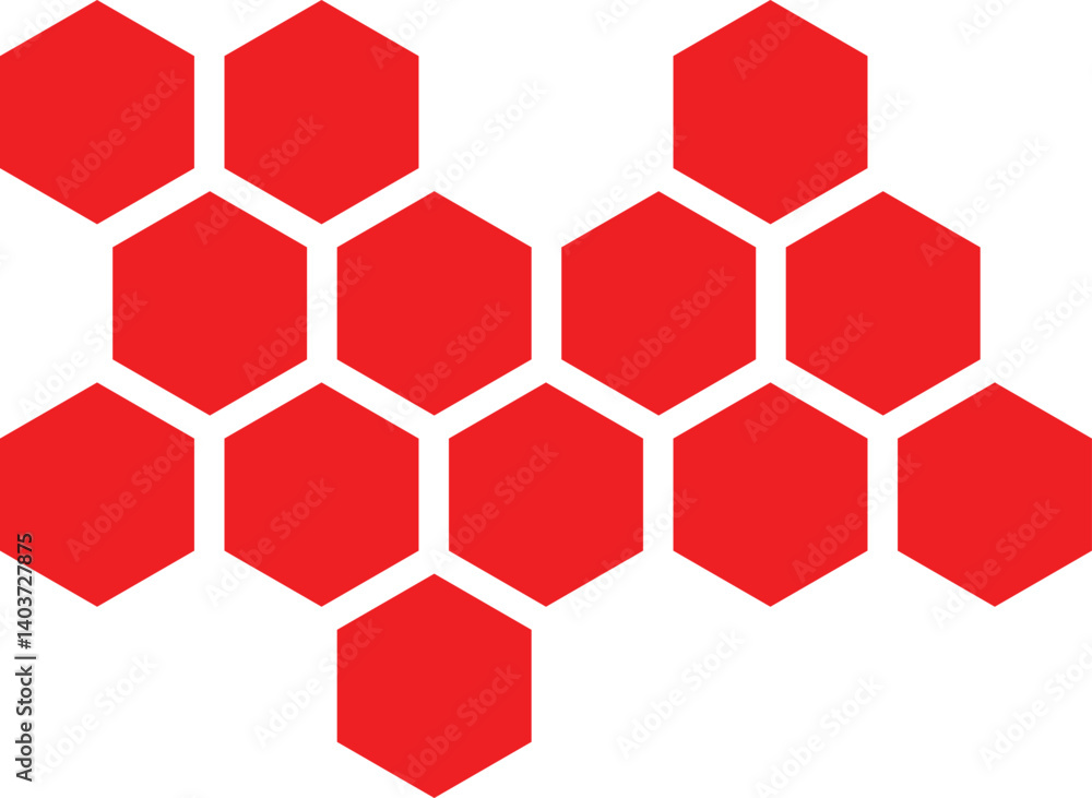 Poster abstract red honeycomb pattern design.