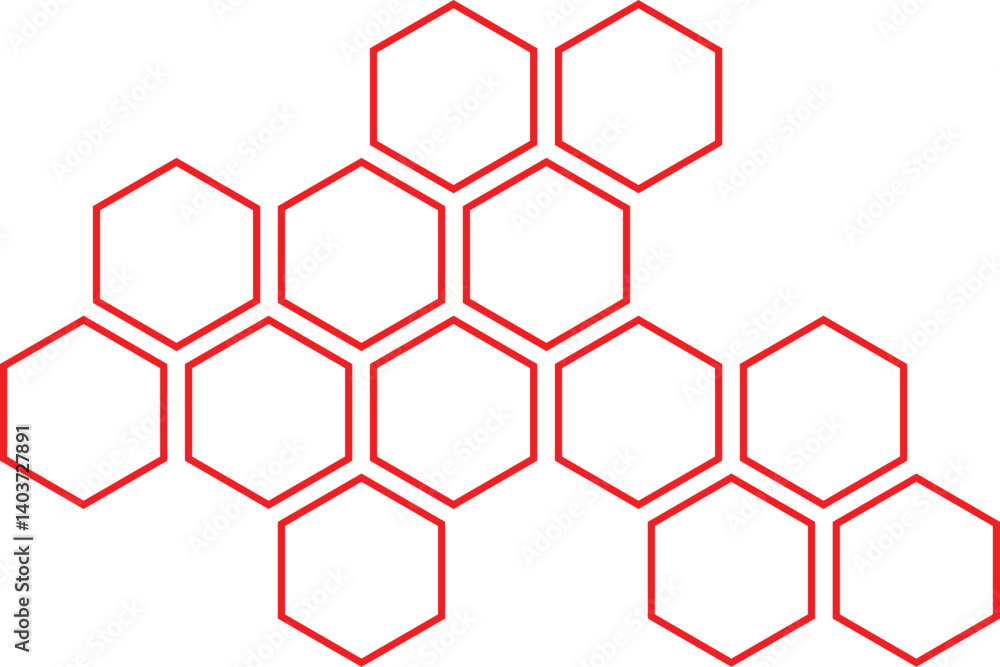 Aufkleber abstract red outline honeycomb pattern design.