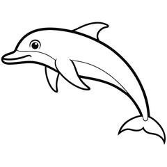 Obraz premium Dolphin Line Art Vector Illustration, Outline Aquatic Animal Graphic