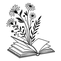 open book with flowers. Flowers growing from a book