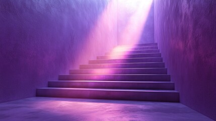 Illuminated Staircase: A Purple Ascent to Enlightenment