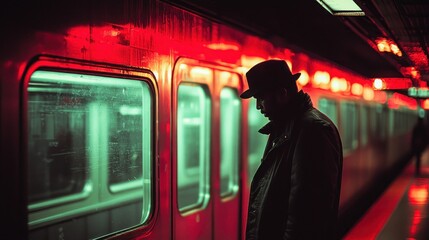 Subway Silhouette: A Nighttime Enigma