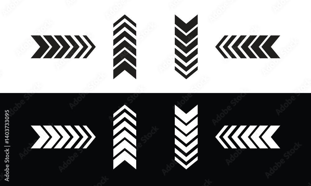 Poster black white arrow swipe symbol. different direction arrow swipe icon vector illustration.