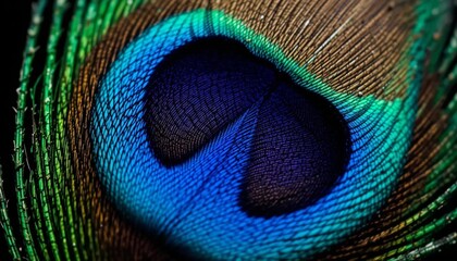 Naklejka premium Close-Up of a Vibrant Peacock Feather Nature's Masterpiece