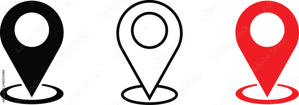 Poster navigation pin symbol set. location sign symbol vector illustration.