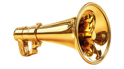 Obraz premium Gleaming megaphone isolated on pure black, symbolizing power and influence