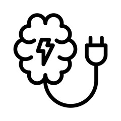 brain power line icon