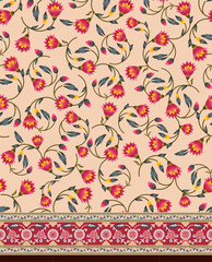   Ethnic Textile Digital paisley border Pattern background  design
