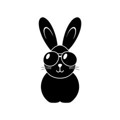 creative details Bunny with Sunglasses Icon Vector Illustration