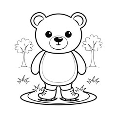 Naklejka premium cute santa driving a train add grass and a tree