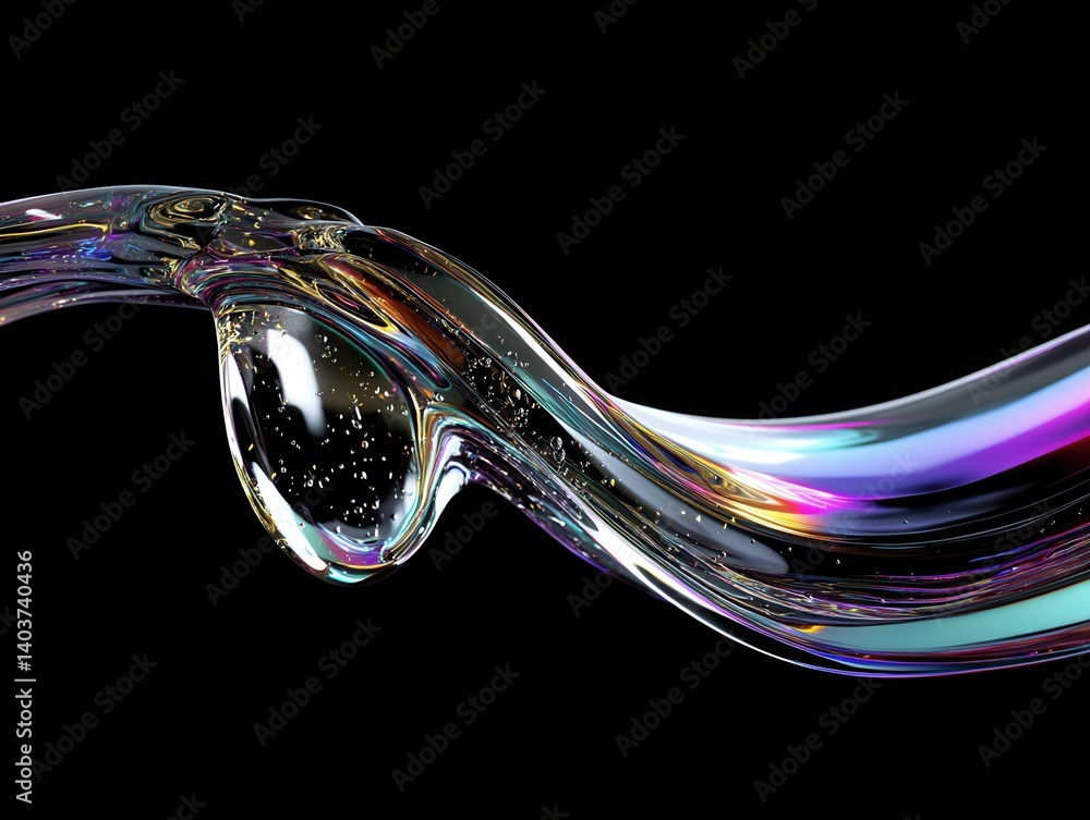 Poster captivating abstract fluidity a mesmerizing dance of light and color on a sleek black background cre