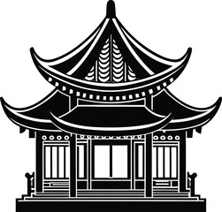 Chinese House Silhouette Vector | Traditional, Asian & Cultural Architecture