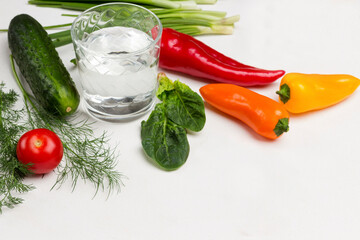 Chopped pepper slices. Tomatoes and colored peppers.