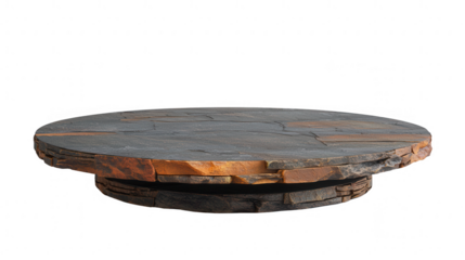 Elegant round stone platform stage with natural layers, perfect showcase