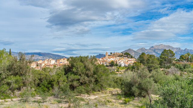 View of the beautiful town of Polop in Alicante.