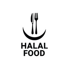 Pure Halal Food Logo Design Vector Illustration