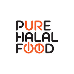 Pure Halal Food Logo Design Vector Illustration