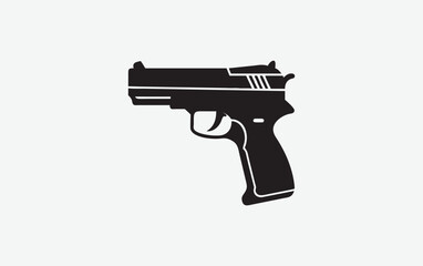Vector Revolver Gun Icon – Monochrome Weapon Symbol

