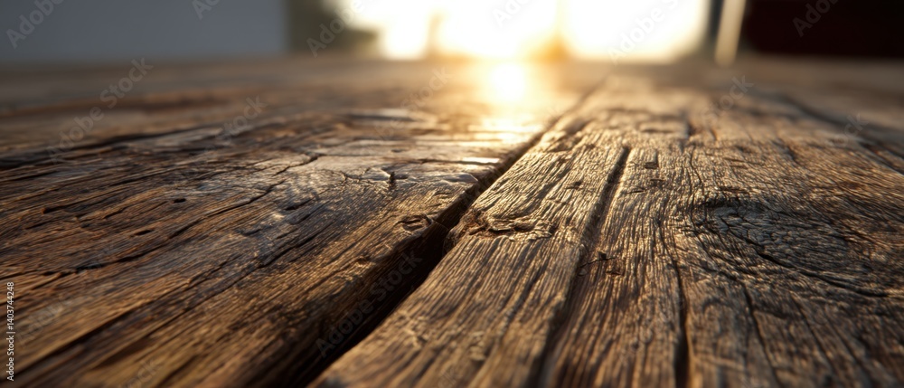 Poster rustic wooden surface with golden light abstract background capturing warmth and texture for natural