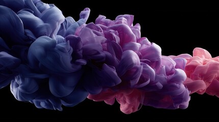 Obraz premium Ethereal cloud of vibrant purple and pink ink dissolving in deep black water creating a mesmerizing abstract visual with smooth gradient and dynamic flow