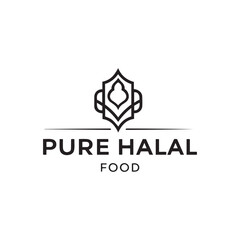 Pure Halal Food Logo Design Vector Illustration