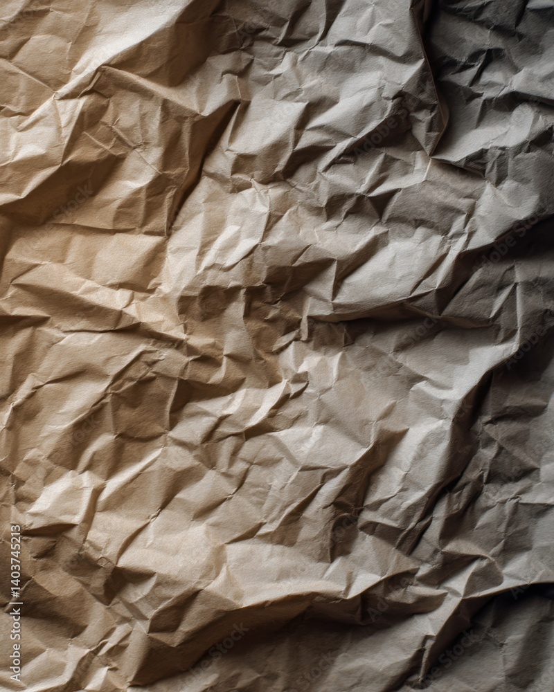 Poster textured brown paper background with dramatic lighting creating deep shadows and interesting folds f
