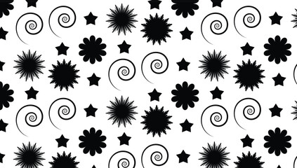 Floral star and spiral pattern design