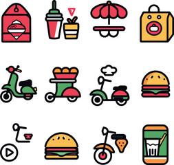 fast food and icons set