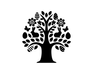 creative details Easter Tree Icon Vector Illustration