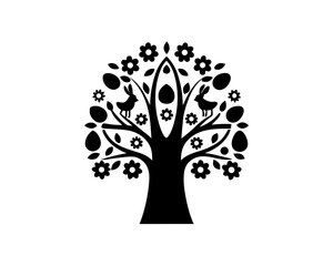 creative details Easter Tree Icon Vector Illustration