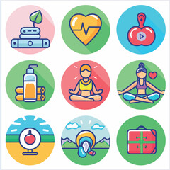 set of flat icons for helth